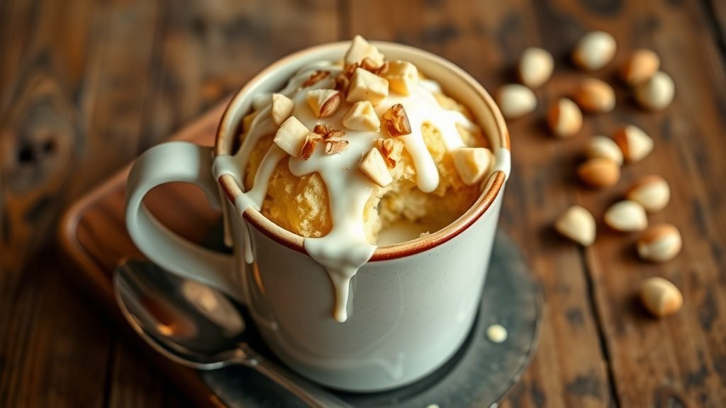 White Chocolate Macadamia Mug Cake