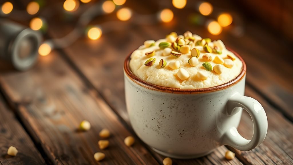 White Chocolate Pistachio Mug Cake