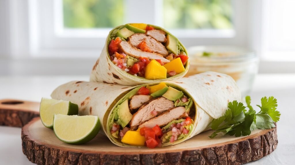 Chicken Mango Avocado Salsa Wraps
