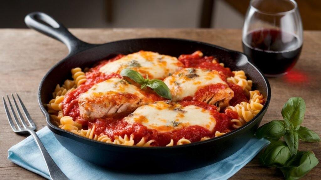 Chicken Parmesan Pasta Skillet