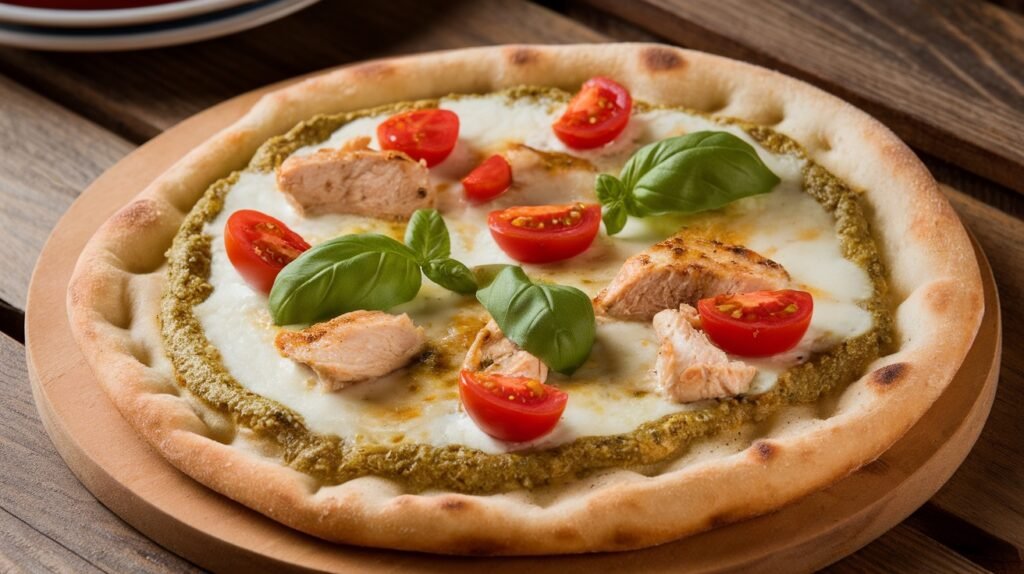 Chicken Pesto Naan Pizza
