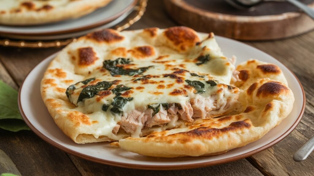 Chicken and Spinach Naan Melts