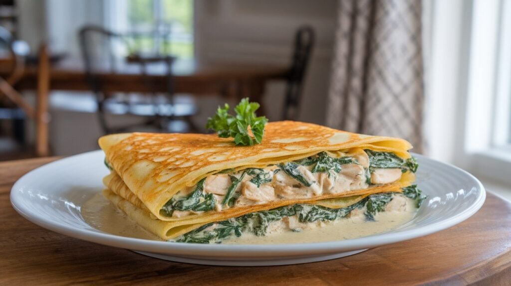 Chicken and Spinach Savory Crepes