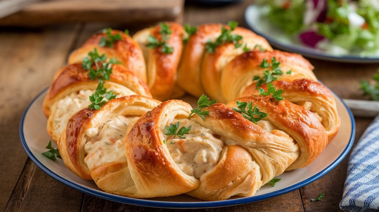 Cheesy Chicken Alfredo Crescent Braids Recipe - Food Blasts