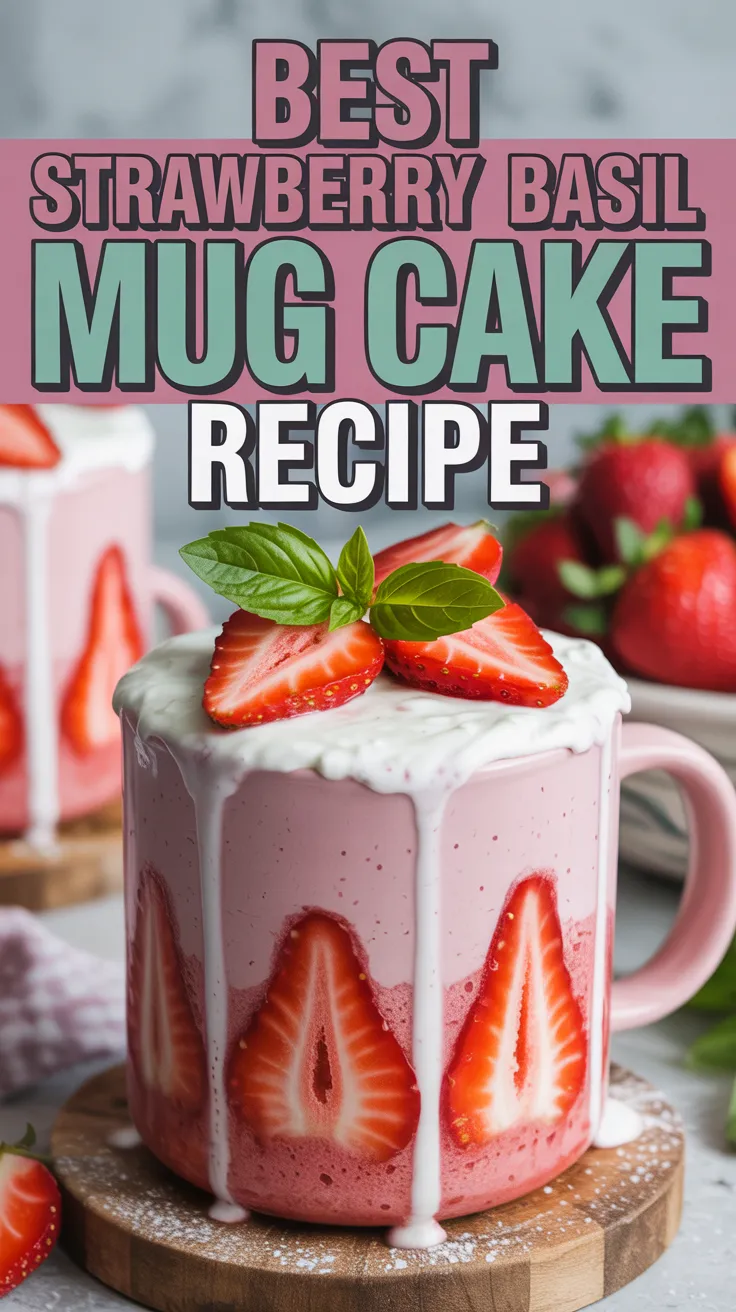 Strawberry Basil Mug Cake