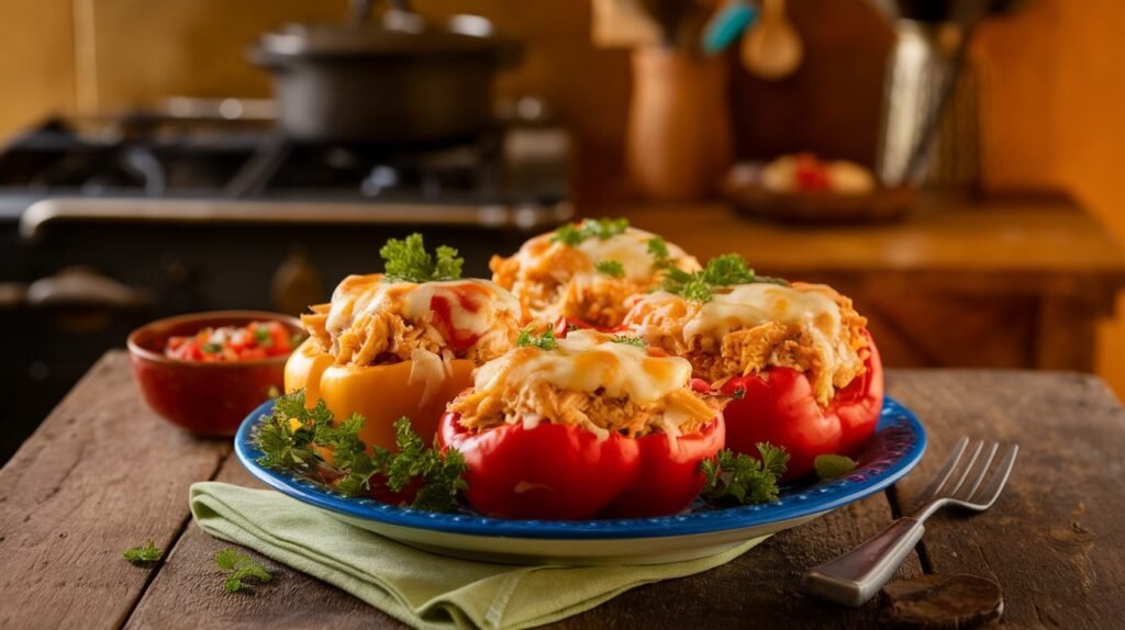 Shredded Chicken & Rice Stuffed Peppers Recipe