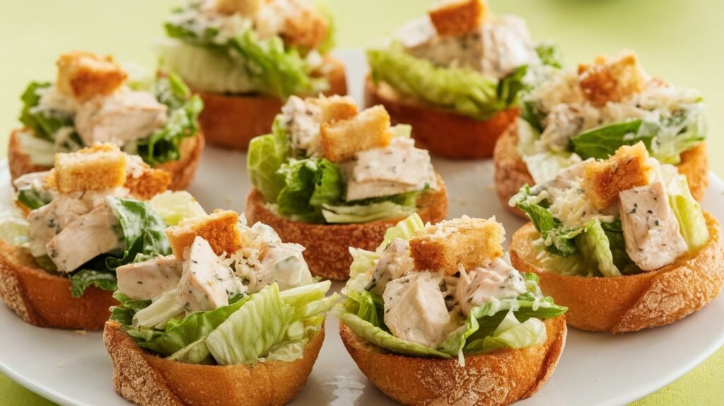 Chicken Caesar Salad Toast Cups