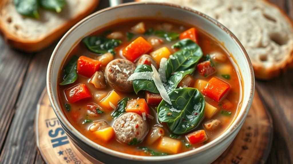 Italian Sausage and Spinach Soup