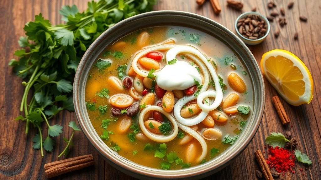 Persian Ash Reshteh (Herb & Noodle Soup)