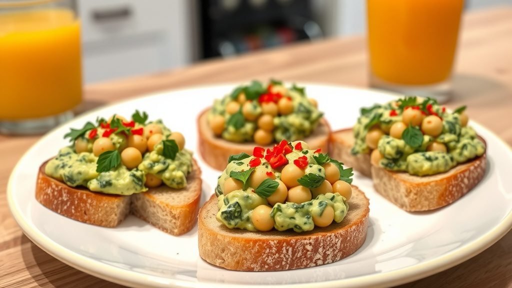 Mashed Chickpea and Spinach Toast