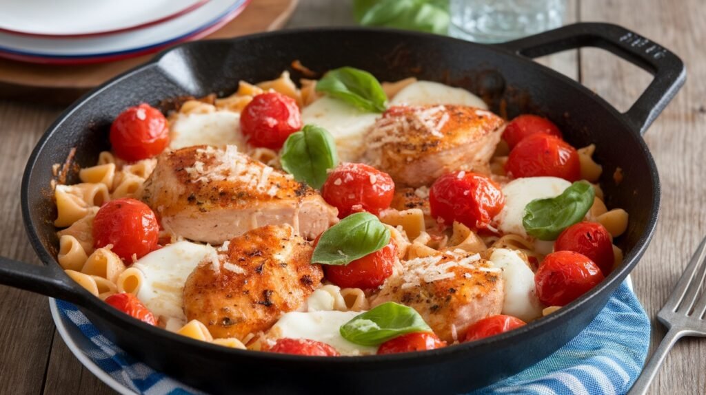 Chicken Caprese Pasta Skillet