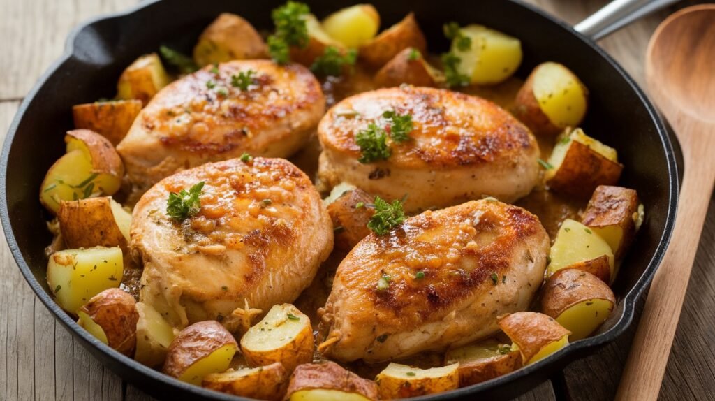 Garlic Butter Chicken And Potatoes Skillet Recipe