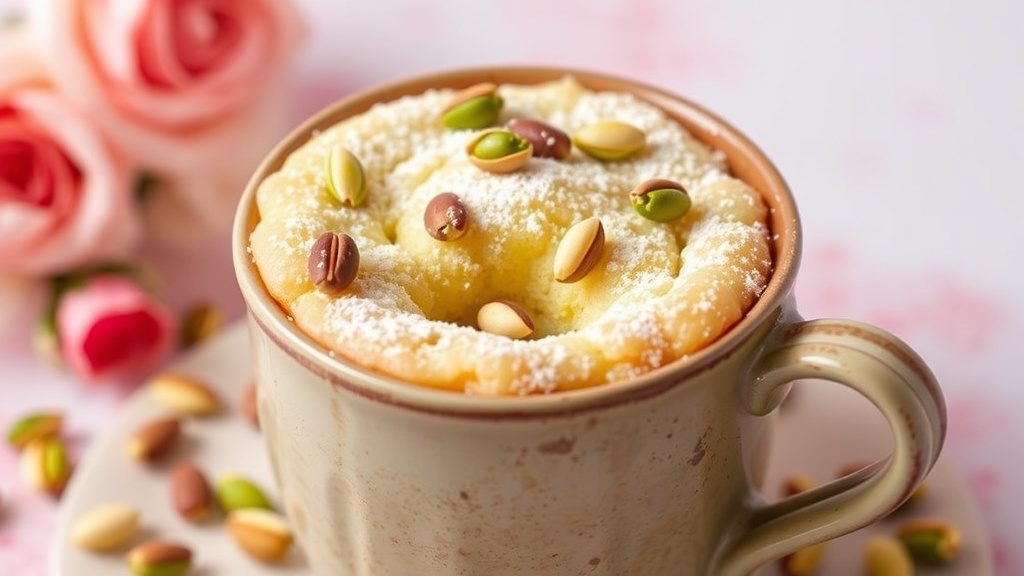 Pistachio Rose Mug Cake