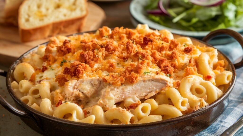 Chicken Alfredo Macaroni Bake