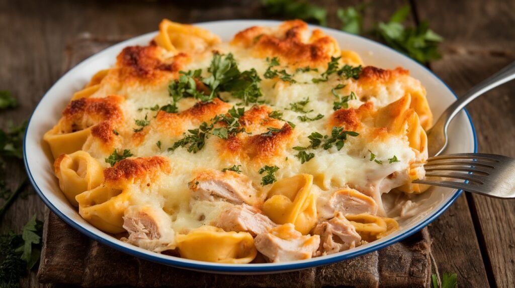 Chicken Alfredo Tortellini Bake