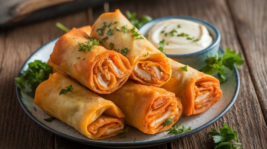 Chicken Caesar Pasta Egg Rolls