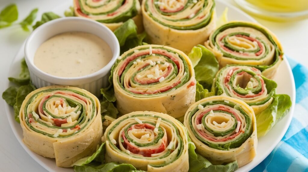 Chicken Caesar Pasta Pinwheels