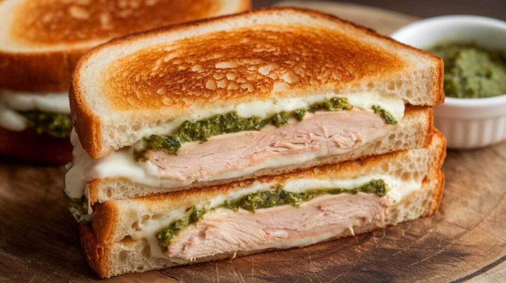 Chicken and Basil Pesto Grilled Cheese