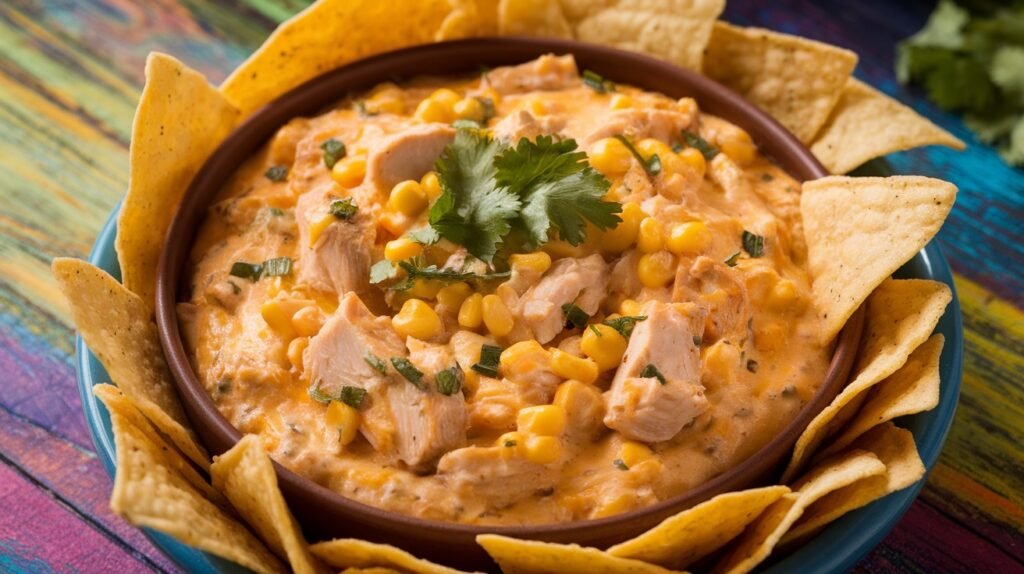 Chicken and Corn Queso Dip