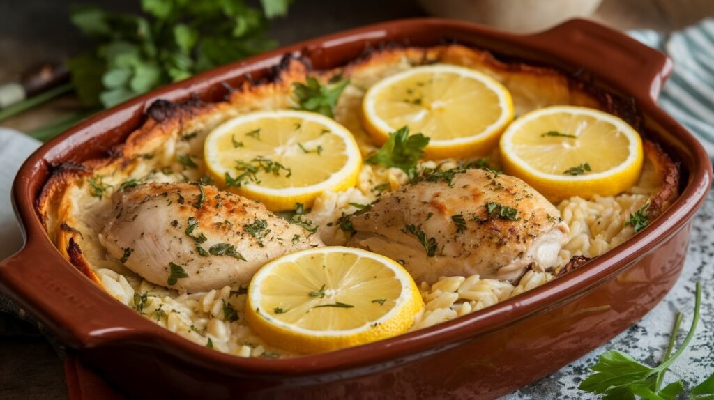 Chicken and Lemon Orzo Bake