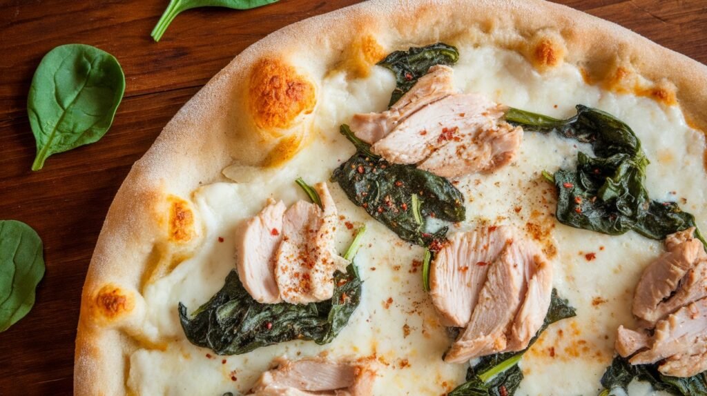 Chicken and Spinach White Pizza