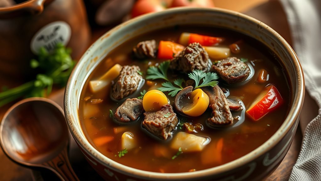 Beef Short Rib and Mushroom Soup