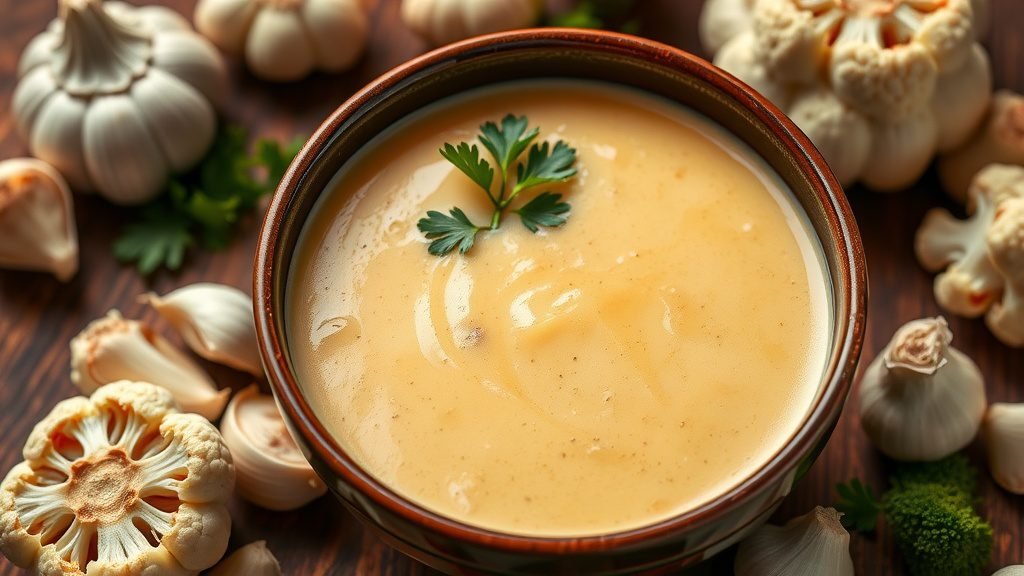 Roasted Garlic and Cauliflower Soup