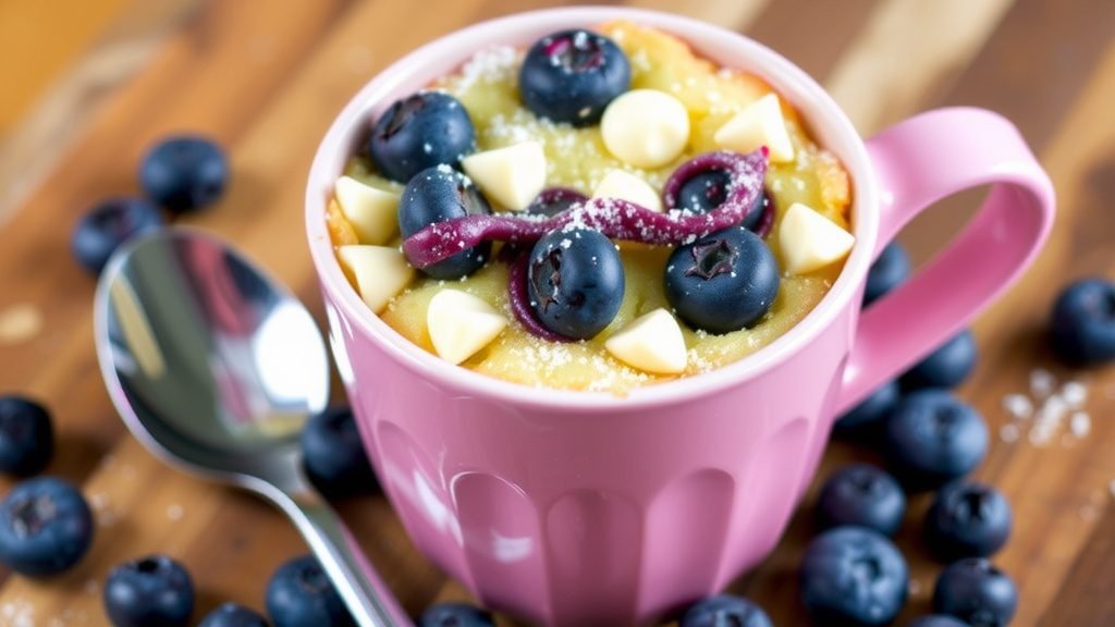 White Chocolate Blueberry Mug Cake