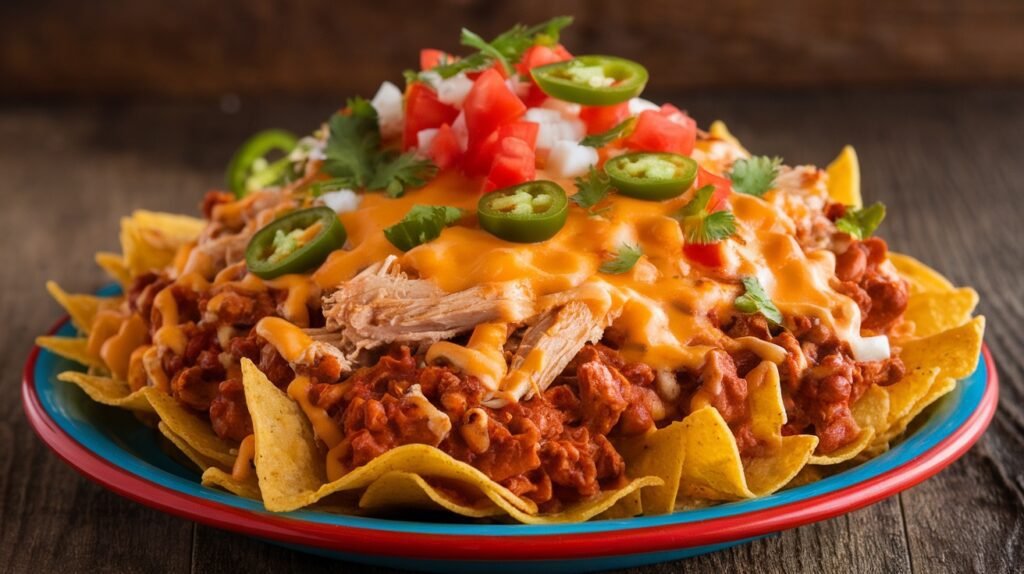 Chicken and White Bean Chili Nachos