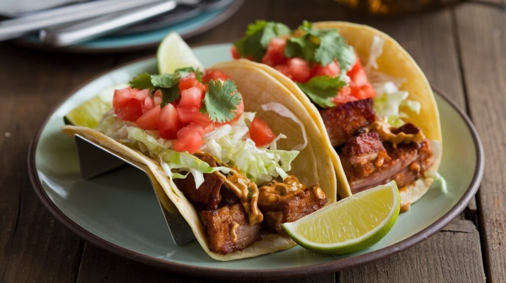 Maple Mustard Pork Belly Tacos