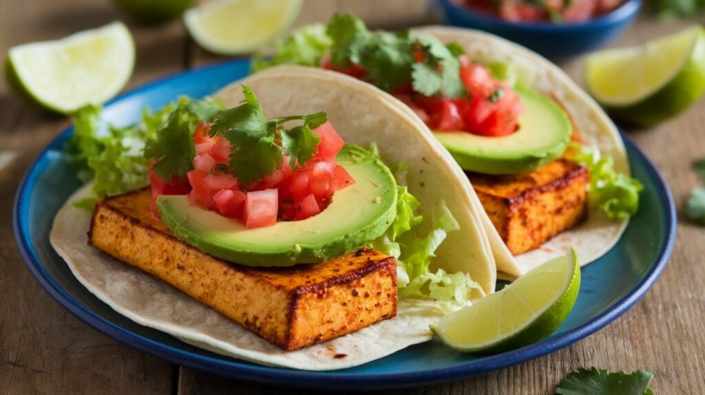 Lemon Garlic Pepper Tofu Tacos