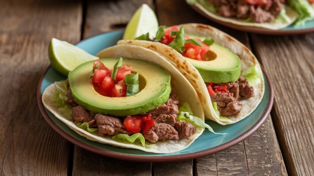 Pesto Beef and Avocado Tacos