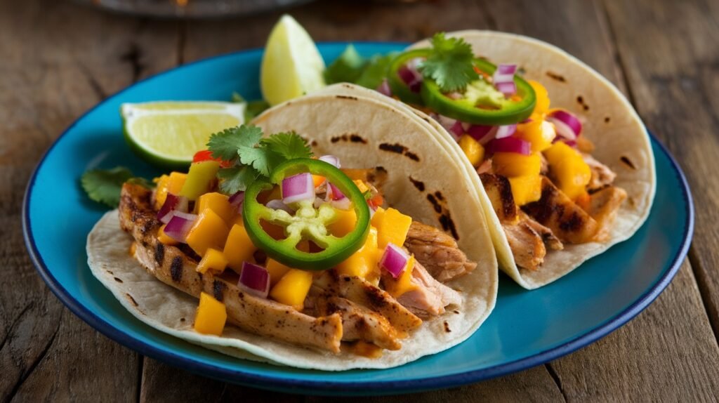 Mango Jalapeño Grilled Chicken Tacos