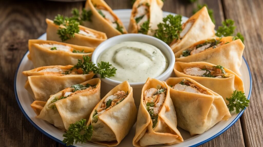 Chicken Caesar Wonton Wraps