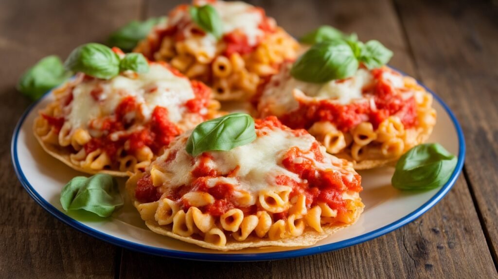 Chicken Parmesan Pasta Tostadas