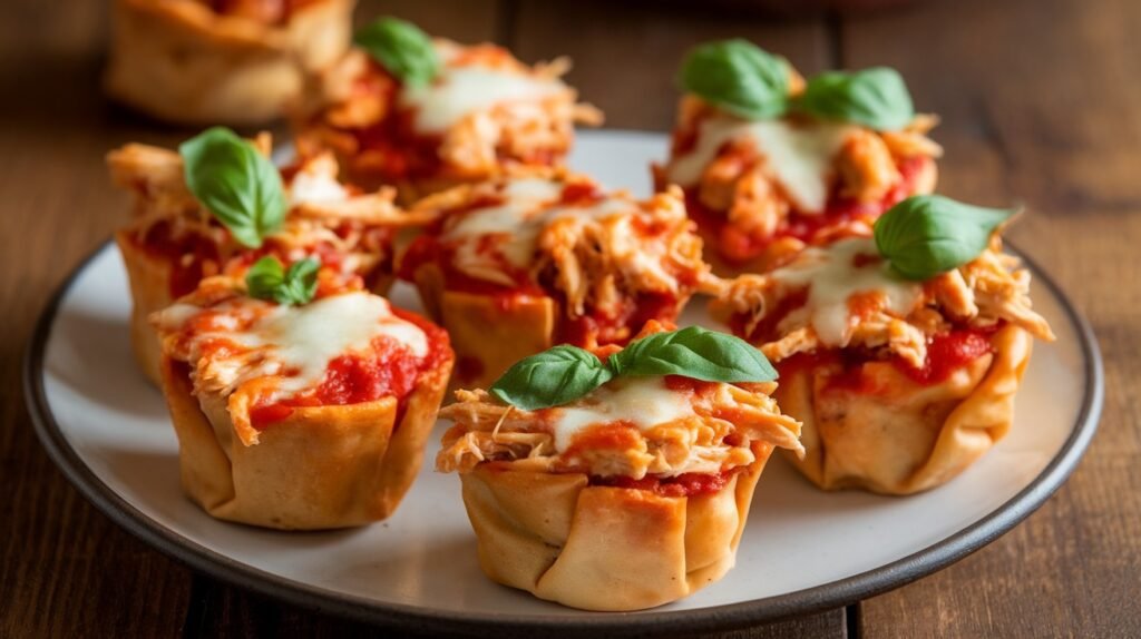 Chicken Parmesan Wonton Cups
