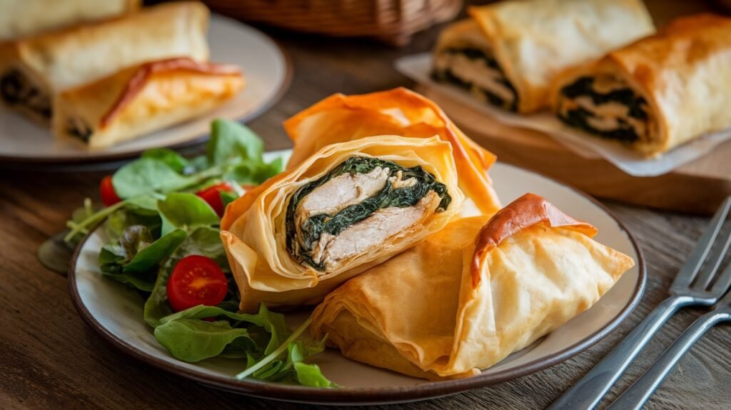 Chicken and Spinach Filo Parcels