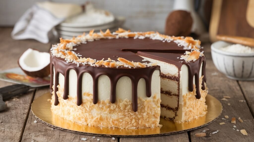 Chocolate Dipped Coconut Cake