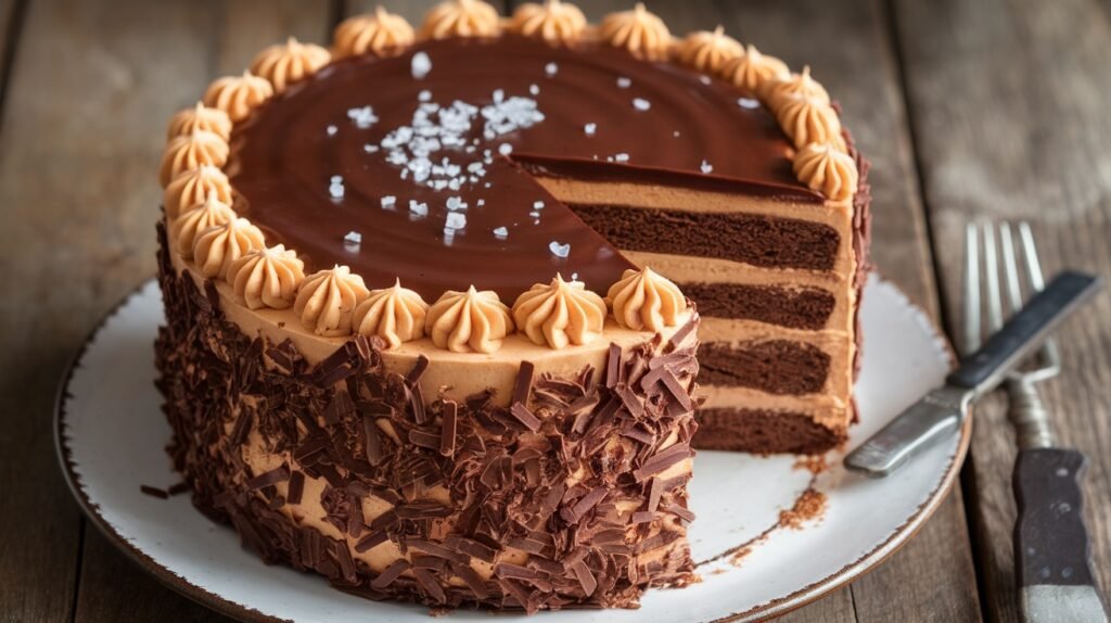 Salted Chocolate Peanut Butter Cake
