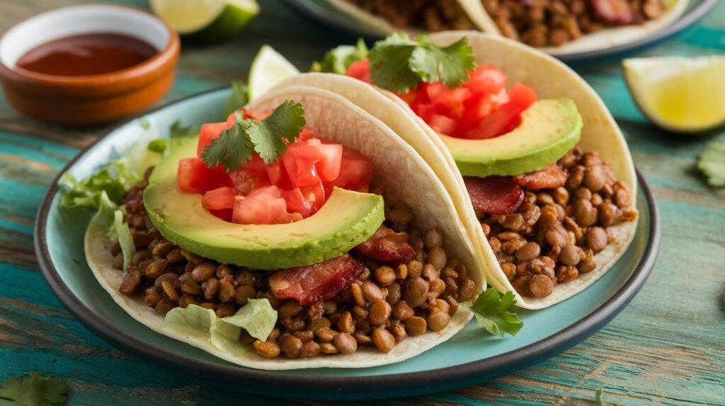 BBQ Bacon Lentil Tacos