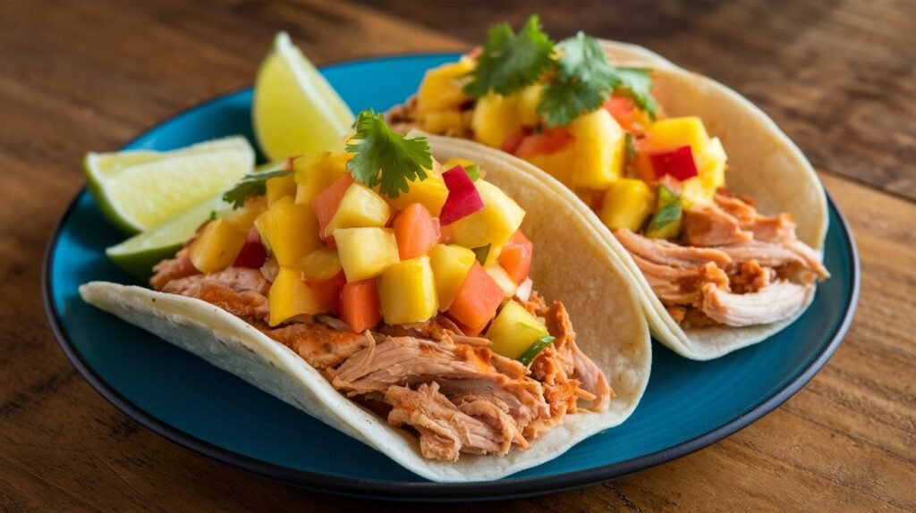 Pineapple Mango BBQ Chicken Tacos