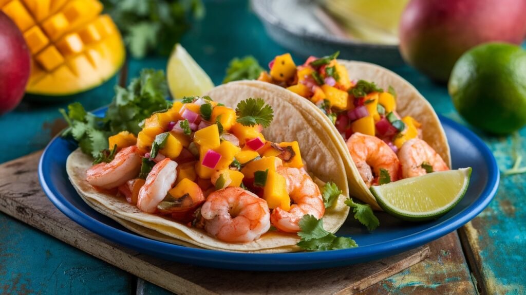 Cajun Shrimp and Mango Salsa Tacos