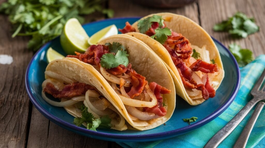 Caramelized Onion and Bacon Tacos