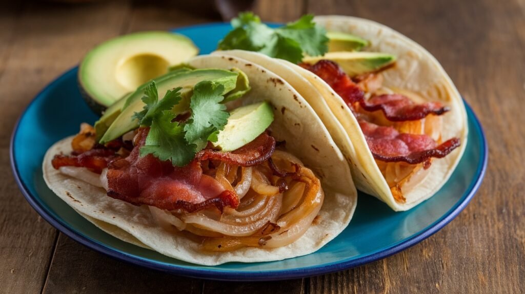 Caramelized Onion and Bacon Tacos