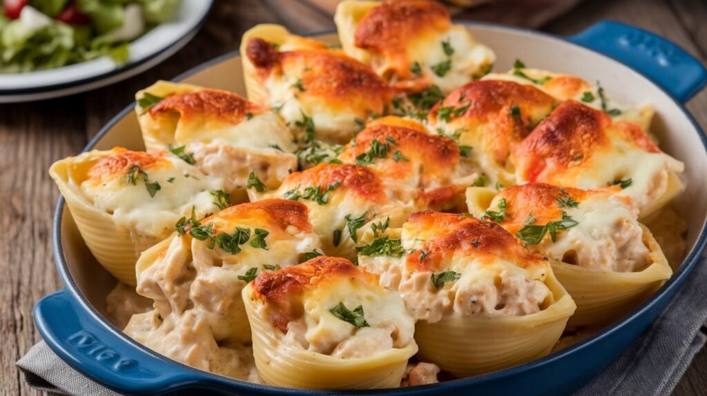 Chicken Alfredo Casserole Boats
