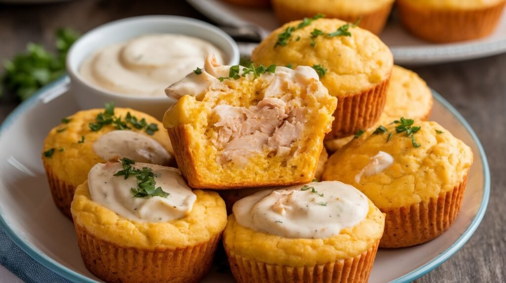 Chicken Alfredo Corn Muffins