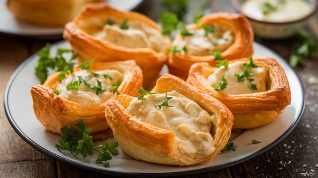 Chicken Alfredo Puff Pastry Shells