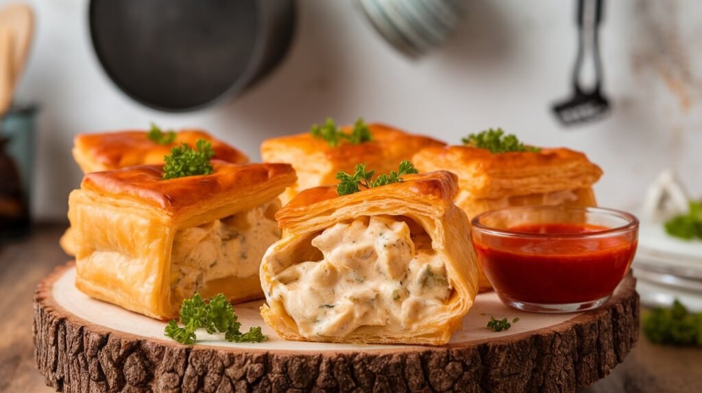 Chicken Alfredo Puff Pastry Squares