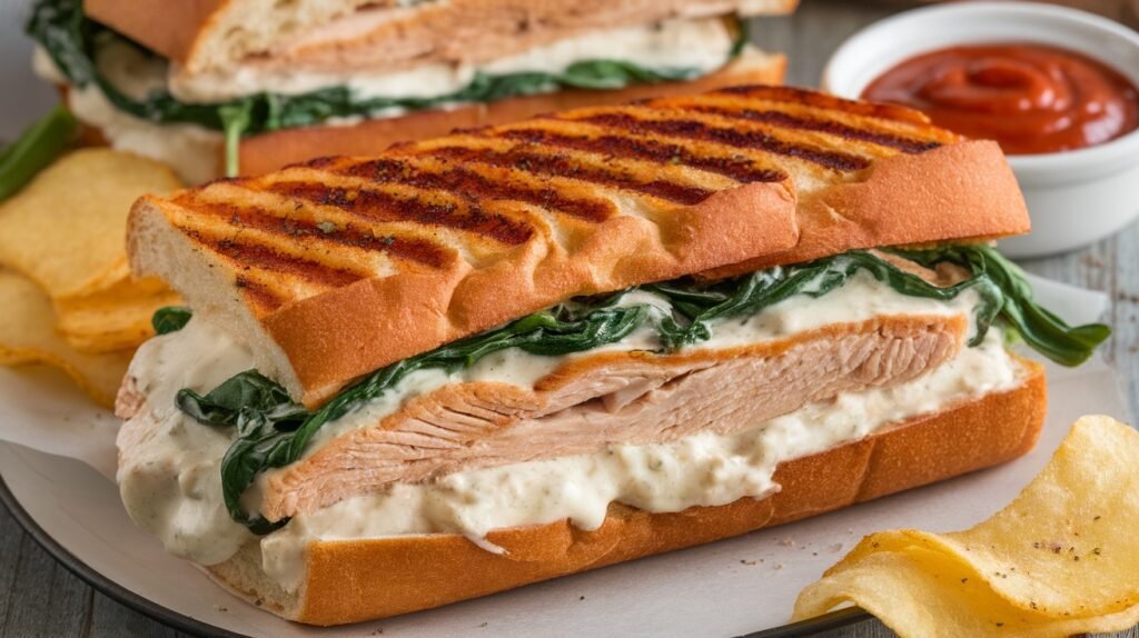 Chicken Alfredo Spinach Grilled Panini