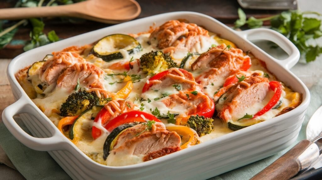 Chicken Alfredo Veggie Spiral Bake